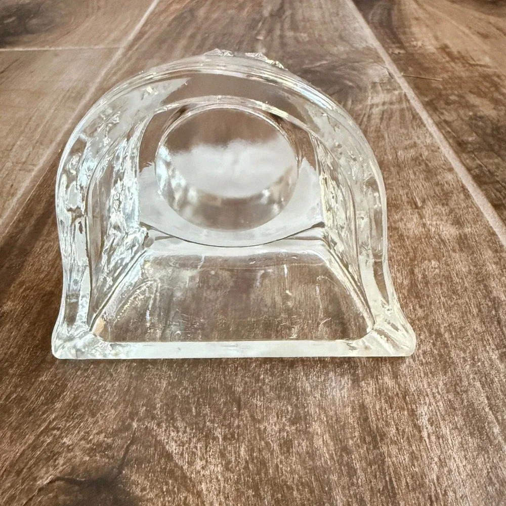 Vintage 90's Whimsy Frosted Celestial Sun Face & Stars Glass Tea Light Holder